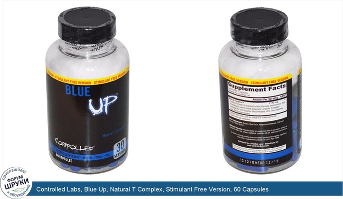 Controlled Labs, Blue Up, Natural T Complex, Stimulant Free Version, 60 Capsules