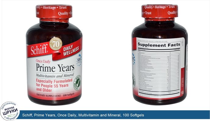 Schiff, Prime Years, Once Daily, Multivitamin and Mineral, 100 Softgels