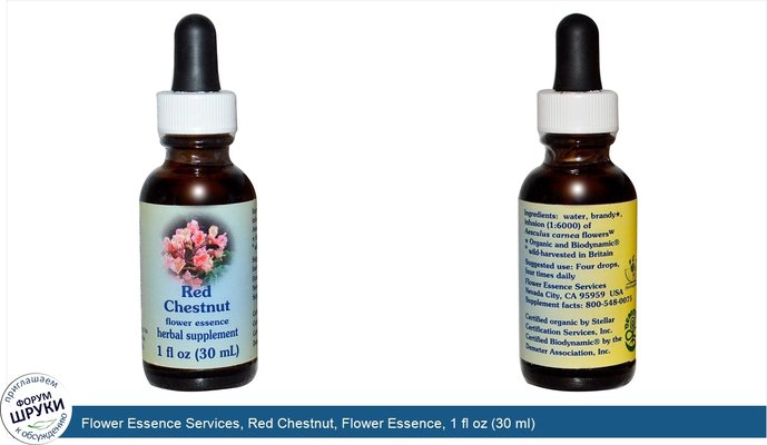Flower Essence Services, Red Chestnut, Flower Essence, 1 fl oz (30 ml)