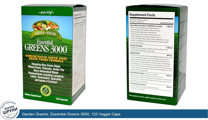 Garden Greens, Essential Greens 3000, 120 Veggie Caps