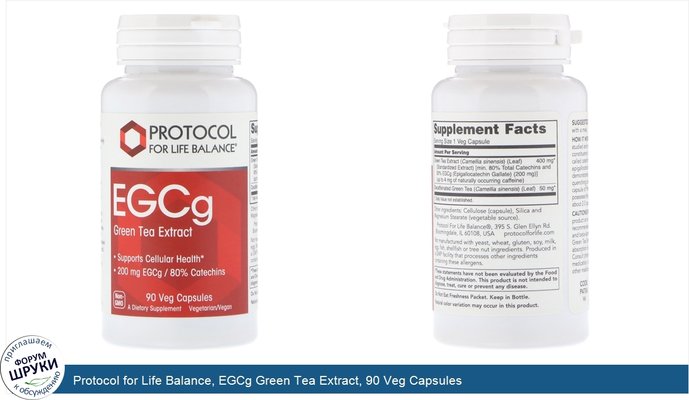 Protocol for Life Balance, EGCg Green Tea Extract, 90 Veg Capsules