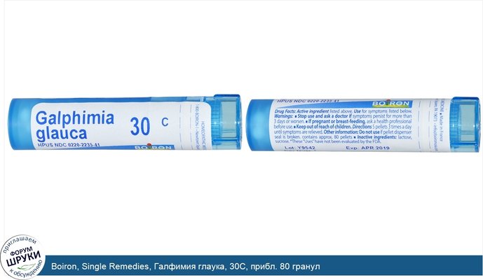 Boiron, Single Remedies, Галфимия глаука, 30C, прибл. 80 гранул