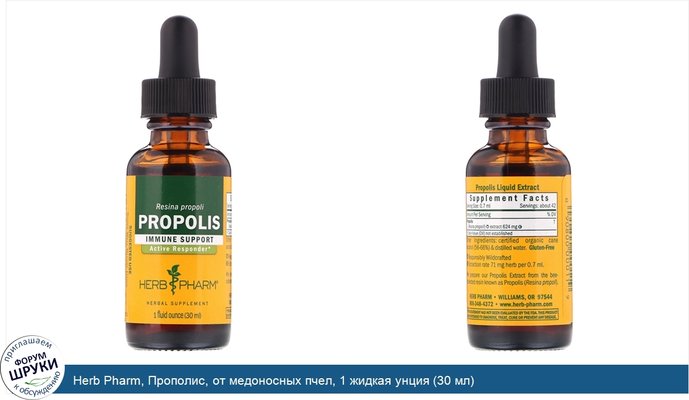 Herb Pharm, Прополис, от медоносных пчел, 1 жидкая унция (30 мл)