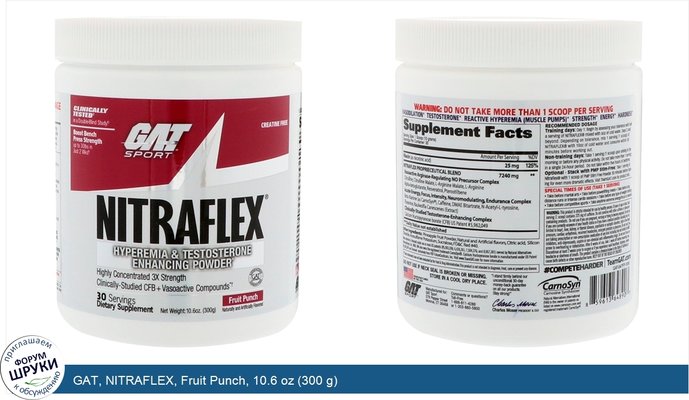 GAT, NITRAFLEX, Fruit Punch, 10.6 oz (300 g)