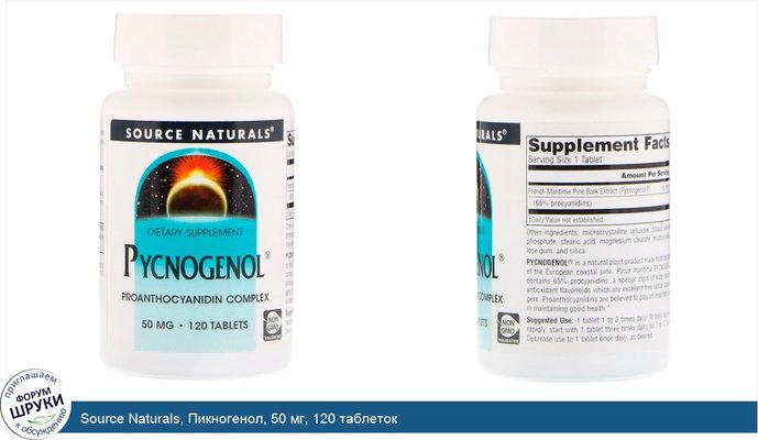Source Naturals, Пикногенол, 50 мг, 120 таблеток