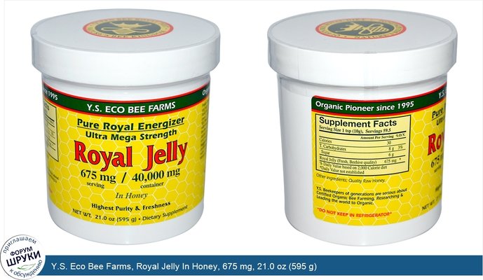 Y.S. Eco Bee Farms, Royal Jelly In Honey, 675 mg, 21.0 oz (595 g)