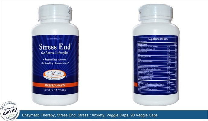 Enzymatic Therapy, Stress End, Stress / Anxiety, Veggie Caps, 90 Veggie Caps