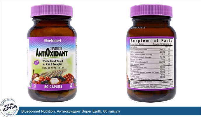 Bluebonnet Nutrition, Антиоксидант Super Earth, 60 капсул