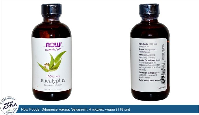 Now Foods, Эфирные масла, Эвкалипт, 4 жидких унции (118 мл)