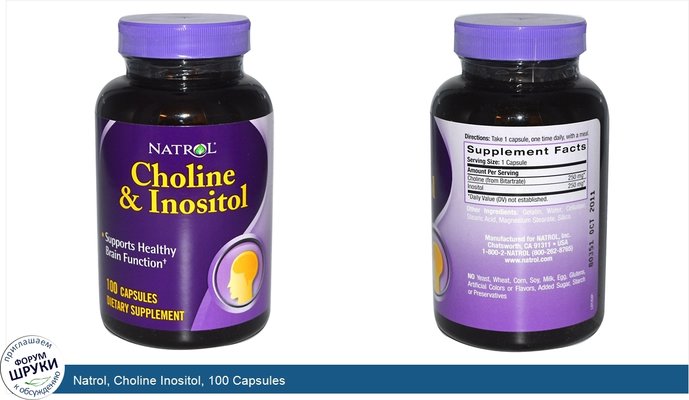 Natrol, Choline Inositol, 100 Capsules