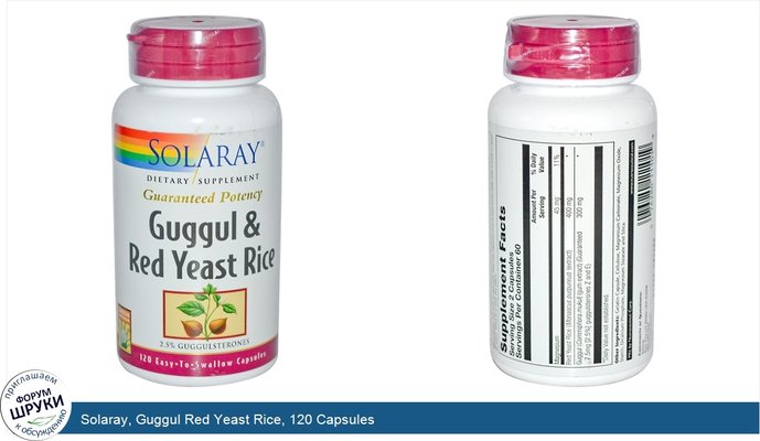 Solaray, Guggul Red Yeast Rice, 120 Capsules