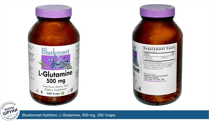 Bluebonnet Nutrition, L-Glutamine, 500 mg, 250 Vcaps