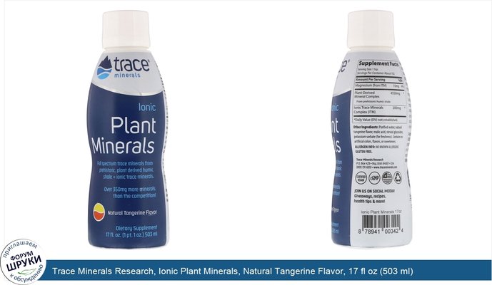 Trace Minerals Research, Ionic Plant Minerals, Natural Tangerine Flavor, 17 fl oz (503 ml)