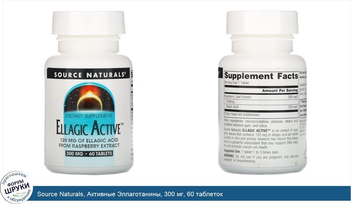 Source Naturals, Активные Эллаготанины, 300 мг, 60 таблеток