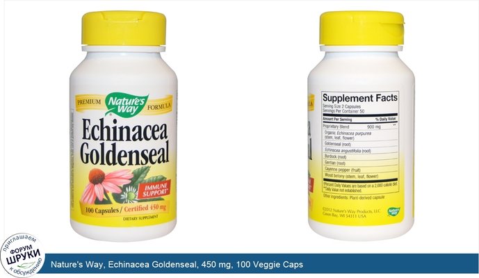 Nature\'s Way, Echinacea Goldenseal, 450 mg, 100 Veggie Caps