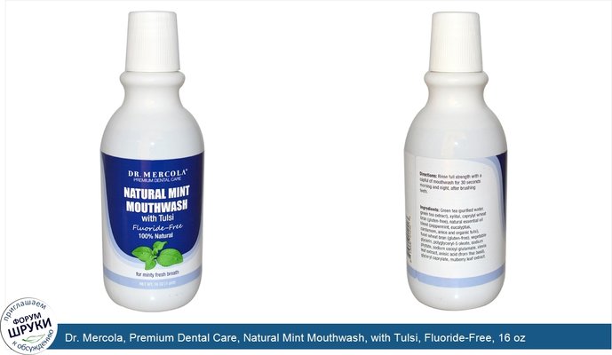 Dr. Mercola, Premium Dental Care, Natural Mint Mouthwash, with Tulsi, Fluoride-Free, 16 oz