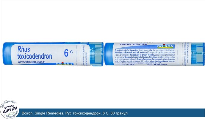 Boiron, Single Remedies, Рус токсикодендрон, 6 С, 80 гранул