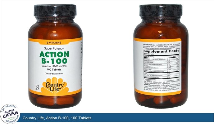 Country Life, Action B-100, 100 Tablets