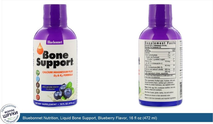 Bluebonnet Nutrition, Liquid Bone Support, Blueberry Flavor, 16 fl oz (472 ml)