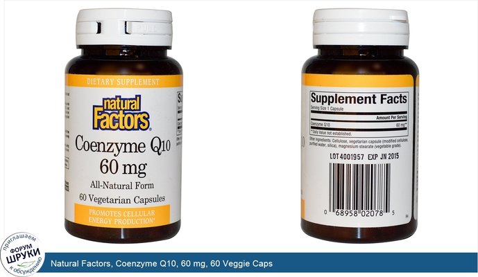 Natural Factors, Coenzyme Q10, 60 mg, 60 Veggie Caps