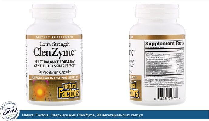 Natural Factors, Сверхмощный ClenZyme, 90 вегетарианских капсул