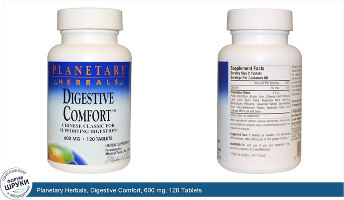 Planetary Herbals, Digestive Comfort, 600 mg, 120 Tablets