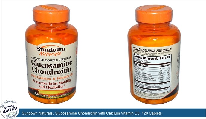 Sundown Naturals, Glucosamine Chondroitin with Calcium Vitamin D3, 120 Caplets