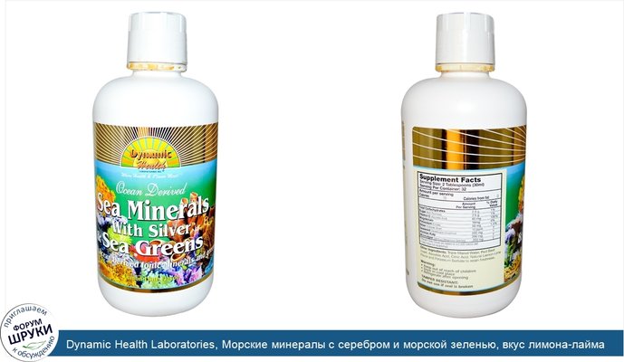 Dynamic Health Laboratories, Морские минералы с серебром и морской зеленью, вкус лимона-лайма 32 жидких унции (946 мл)