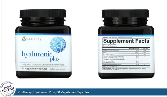Youtheory, Hyaluronic Plus, 60 Vegetarian Capsules