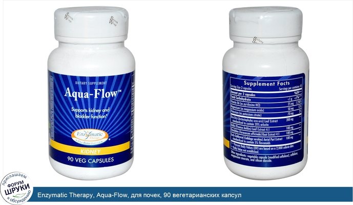 Enzymatic Therapy, Aqua-Flow, для почек, 90 вегетарианских капсул