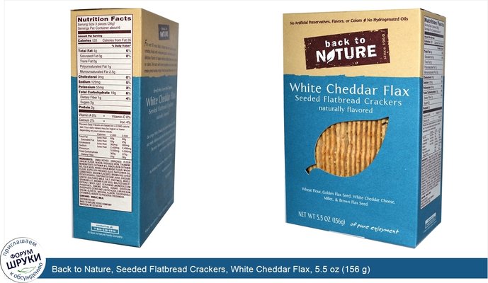 Back to Nature, Seeded Flatbread Crackers, White Cheddar Flax, 5.5 oz (156 g)