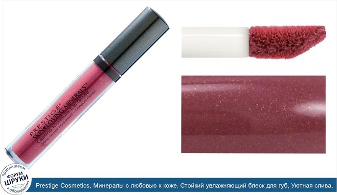 Prestige Cosmetics, Минералы с любовью к коже, Стойкий увлажняющий блеск для губ, Уютная слива, .09 унции (2.9 мл)