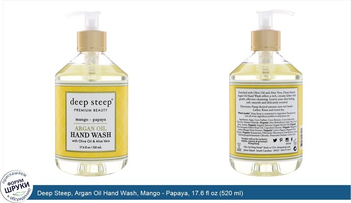 Deep Steep, Argan Oil Hand Wash, Mango - Papaya, 17.6 fl oz (520 ml)