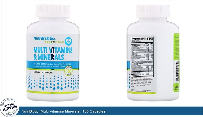NutriBiotic, Multi Vitamins Minerals , 180 Capsules
