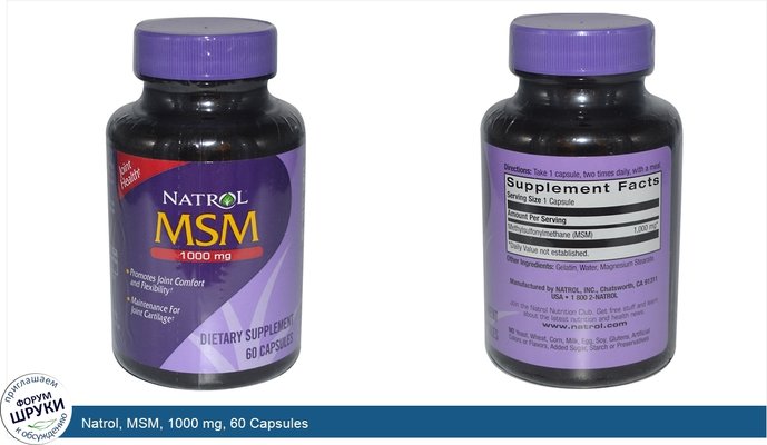 Natrol, MSM, 1000 mg, 60 Capsules