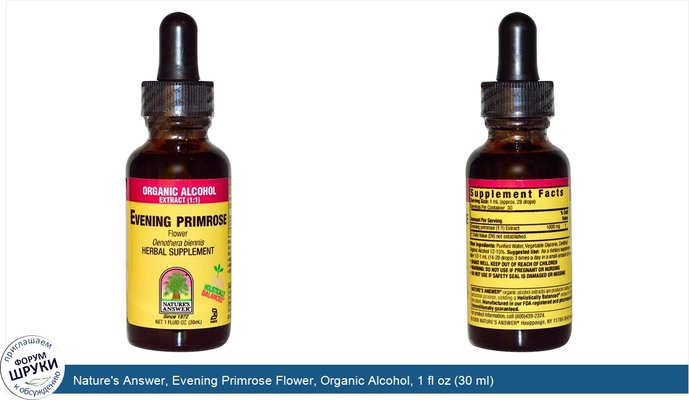 Nature\'s Answer, Evening Primrose Flower, Organic Alcohol, 1 fl oz (30 ml)