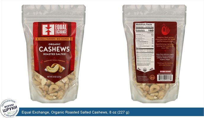 Equal Exchange, Organic Roasted Salted Cashews, 8 oz (227 g)