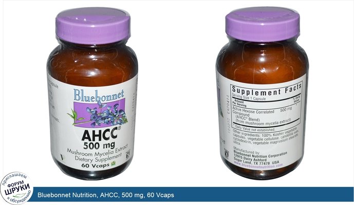 Bluebonnet Nutrition, AHCC, 500 mg, 60 Vcaps