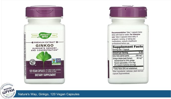 Nature\'s Way, Ginkgo, 120 Vegan Capsules