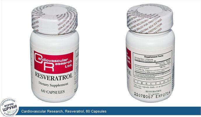 Cardiovascular Research, Resveratrol, 60 Capsules