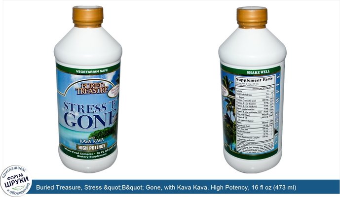 Buried Treasure, Stress &quot;B&quot; Gone, with Kava Kava, High Potency, 16 fl oz (473 ml)