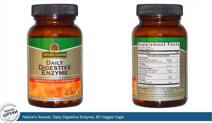 Nature\'s Answer, Daily Digestive Enzyme, 60 Veggie Caps