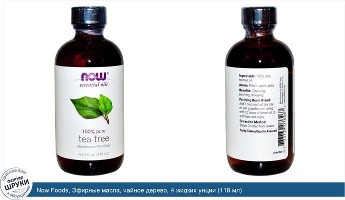 Now Foods, Эфирные масла, чайное дерево, 4 жидких унции (118 мл)