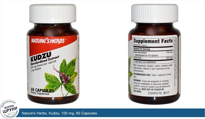 Nature\'s Herbs, Kudzu, 100 mg, 60 Capsules