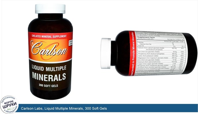 Carlson Labs, Liquid Multiple Minerals, 300 Soft Gels