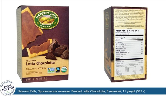 Nature\'s Path, Органическое печенье, Frosted Lotta Chocolotta, 6 печений, 11 унций (312 г)