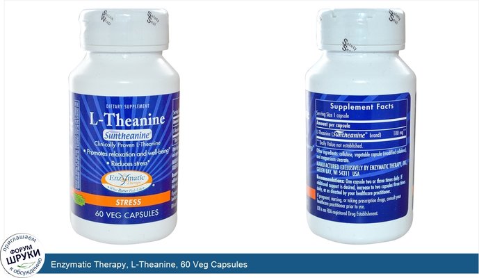 Enzymatic Therapy, L-Theanine, 60 Veg Capsules