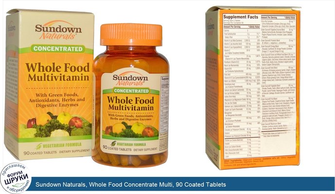 Sundown Naturals, Whole Food Concentrate Multi, 90 Coated Tablets