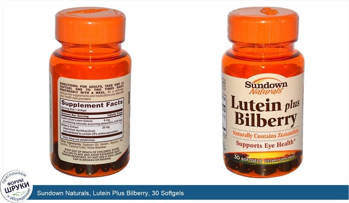 Sundown Naturals, Lutein Plus Bilberry, 30 Softgels