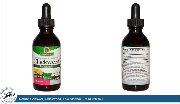 Nature\'s Answer, Chickweed, Low Alcohol, 2 fl oz (60 ml)